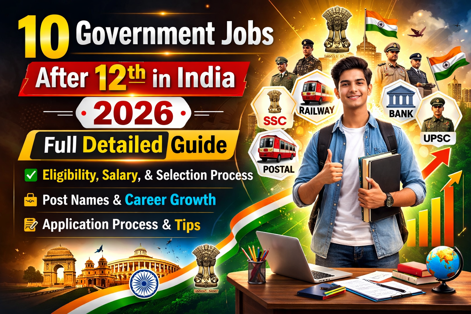 10 Government Jobs After 12th in India 2026 – Salary, Eligibility, Vacancy